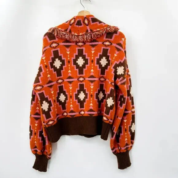 Cider Southwestern Fringe Chunky Cardigan Sweater - Picture 4 of 5
